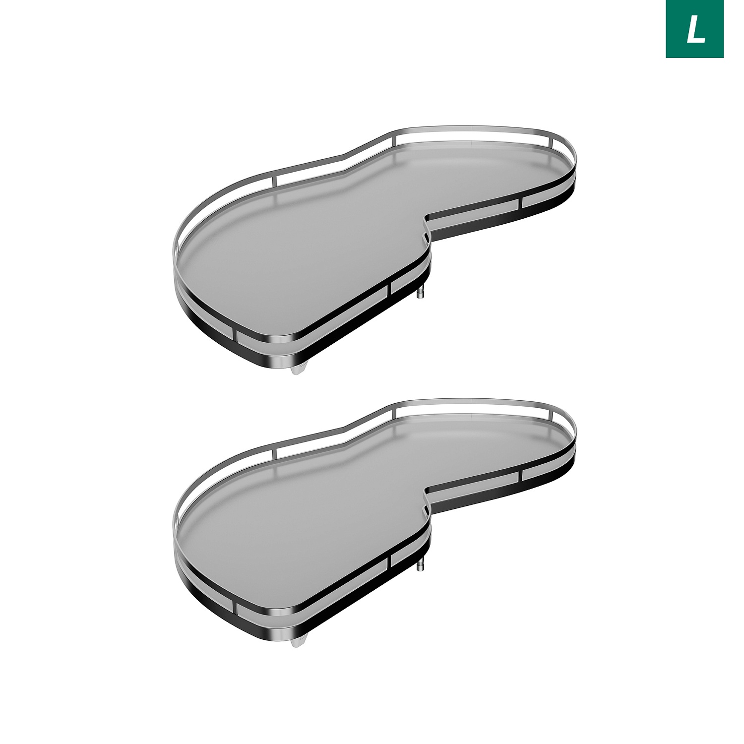 Комплект полок левый Леманс 600 мм Арена СТИЛЬ (2 полки + рычаги) ХРОМ